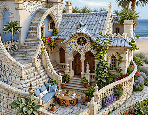 Whimsical Digital Art - Fly-In Cottage by Eris And AI