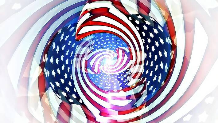 Wall Art featuring the digital art Flying Flag Sun by David Manlove