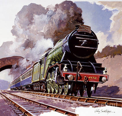 Engine Painting - Flying Scotsman Locomotive by John Swatsley