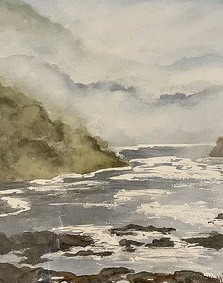 Serene Painting - Fog Above The River by Judy Strickland