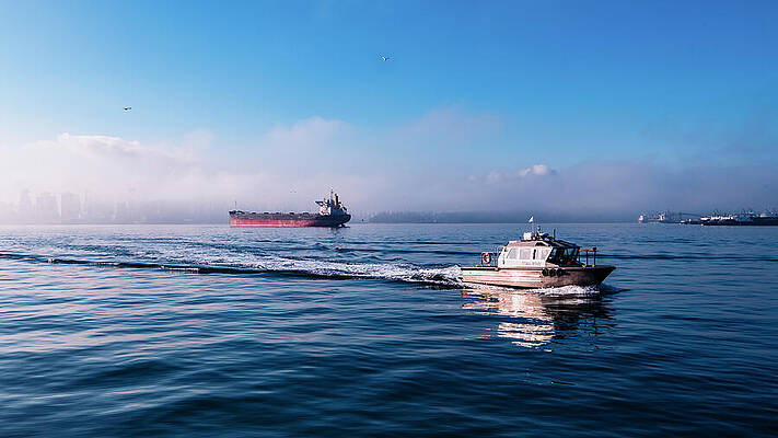 British Columbia Photograph - Foggy Burrard Dry Dock North Vancouver 4478 by Neptune Images
