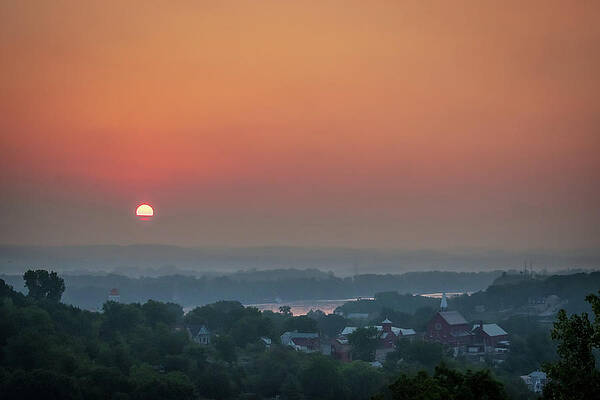 Missouri Wall Art featuring the photograph Foggy Sunrise Over Hermann by Jeff Phillippi