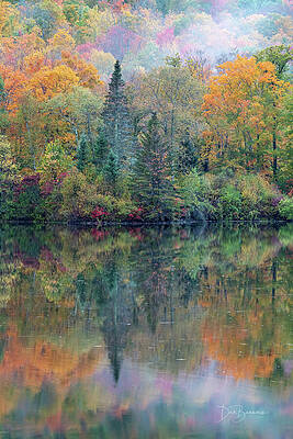 Vibrant Autumn Reflection on Lake Wall Art