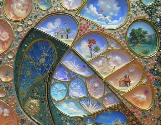 Intricate Wall Art featuring the digital art Folk Tales Wall by Eris And AI