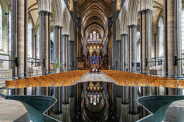 Majestic Cathedral Interior with Reflection Wall Art