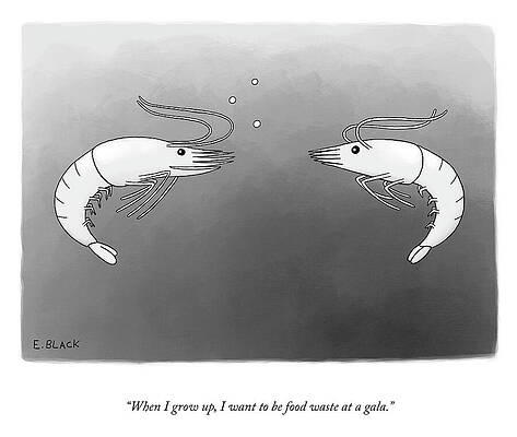 Sea Life Wall Art featuring the drawing Food Waste At A Gala by Ellie Black