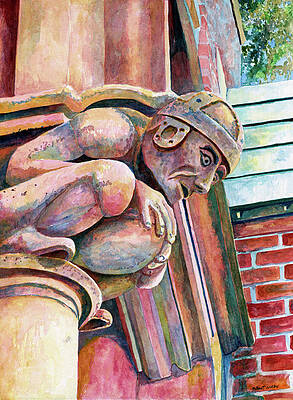Painting - Football Gargoyle by Grant Nixon