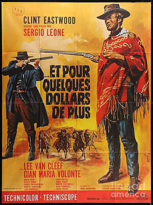 Wall Art featuring the digital art For A Few Dollars More - Poster French by Antonios Valamontes