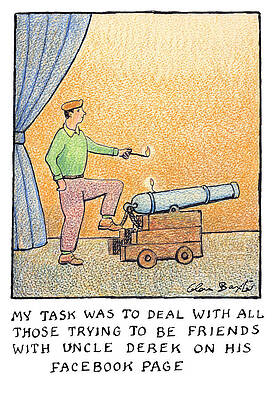 Curtain Drawing - For All Those Trying To Be Friends On Facebook by Glen Baxter