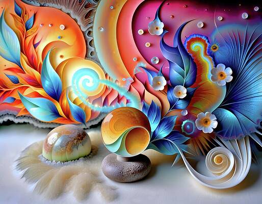 Vibrant Abstract Floral Composition Digital Art