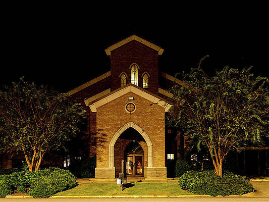 Nighttime Church Facade Wall Art