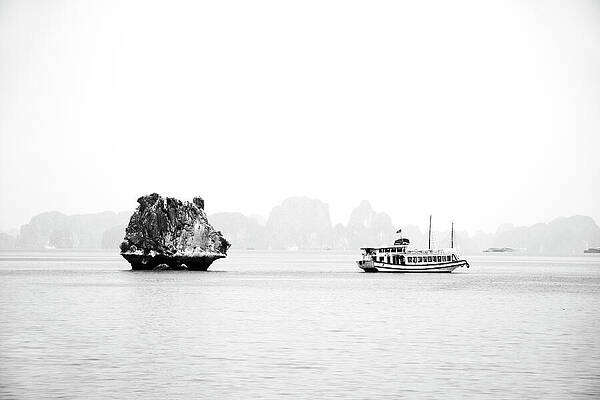 Serene Waterside with Rock Formation Wall Art