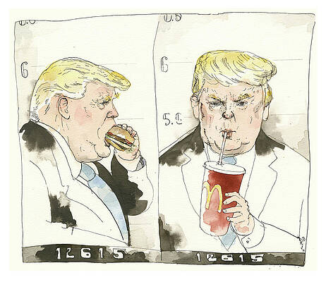 Eating Painting - Former President's Mugshot Unearthed by Barry Blitt