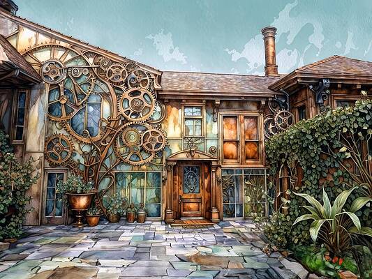 Whimsical Digital Art - Found Object Architecture by Eris And AI