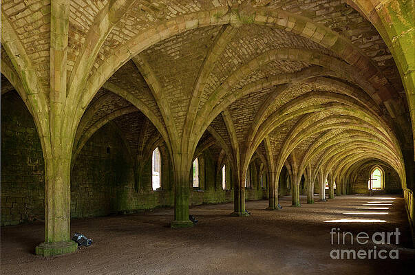 Wall Art featuring the photograph Fountains Abbey Vaulted Cellarium, Yorkshire, England by Neale And Judith Clark