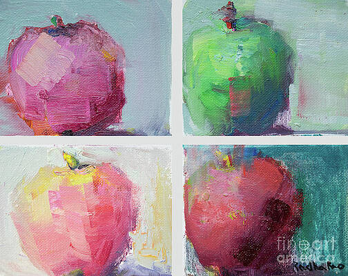Wall Art featuring the painting Four Apples Together II by Radha Rao