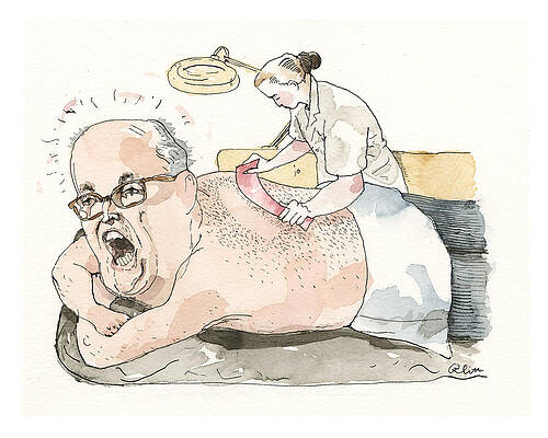 Spa Wall Art featuring the painting Four Seasons Total Manscaping by Barry Blitt