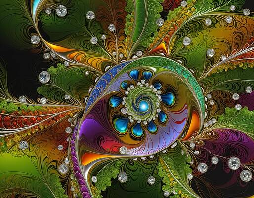 Vibrant Digital Art - Fractal Fireworks by Eris And AI