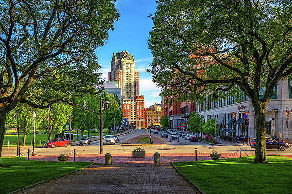 Wall Art featuring the photograph Francis Street In Downtown Providence, Rhode Island by Miroslav Liska