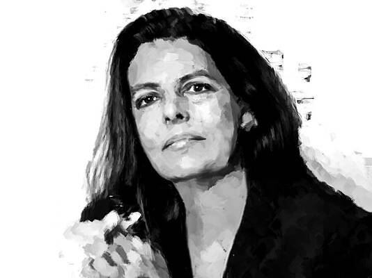 Expression Wall Art featuring the digital art Francoise Bettencourt Meyers Portrait In Black And White by Gradify Creations