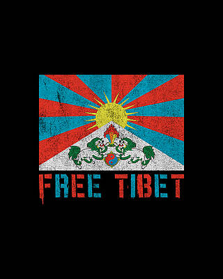 Free Wall Art featuring the digital art Free Tibet by Flippin Sweet Gear