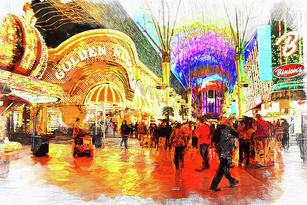 Nevada Wall Art featuring the mixed media Fremont Street Experience Las Vegas by Tatiana Travelways