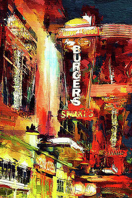 Vibrant Wall Art featuring the mixed media Fremont Street Neon Signs, Las Vegas by Tatiana Travelways