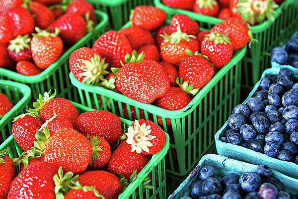 Wall Art featuring the photograph Fresh Berries At The Market - Ontario by Tatiana Travelways
