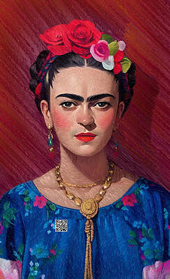 Wall Art featuring the digital art Frida The Artist by Rafael Salazar