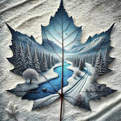 Landscape Wall Art featuring the digital art Frosted Serenity In Leaf Layers by Bill And Linda Tiepelman