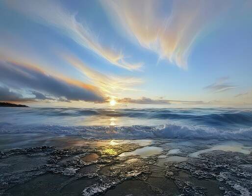 Sky Digital Art - Frothy Wave Sunrise by Eris And AI