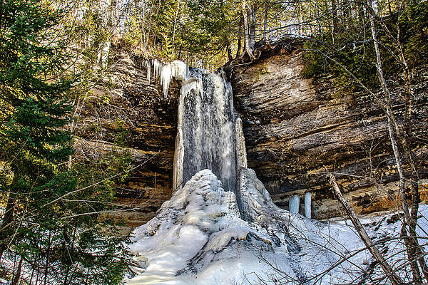 Michigan Photograph - Frozen Munising Falls by Vi Ray