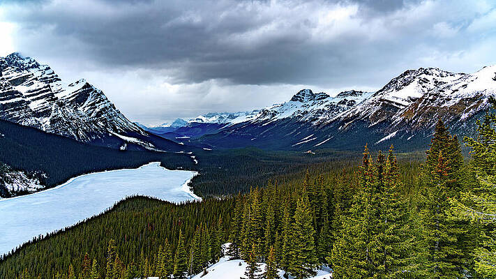 Photograph - Frozen Peyto Lake Alberta Canada by Tommy Farnsworth