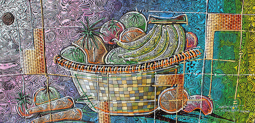 Fruit Wall Art featuring the painting Fruit Basket by Paul Gbolade Omidiran