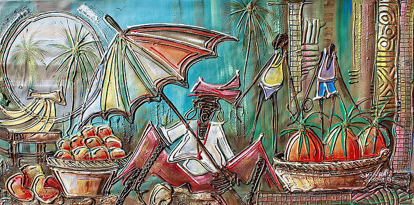 Fruit Wall Art featuring the painting Fruit Seller by Paul Gbolade Omidiran