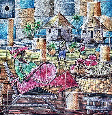 Fruit Wall Art featuring the painting Fruit Selling Village by Paul Gbolade Omidiran