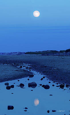 Beach Wall Art featuring the photograph Full Moon At Low Tide by Jim Carlen