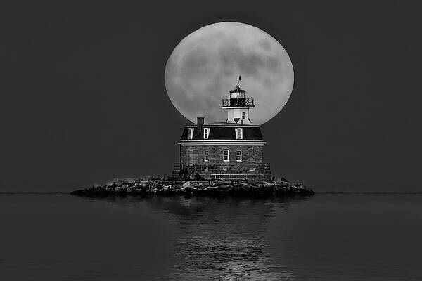 Monochromatic Photograph - Full Moon CT BW by Susan Candelario