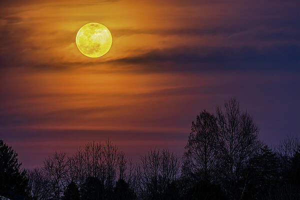 Light Wall Art featuring the photograph Full Worm Moon Over Allentown by Jason Fink