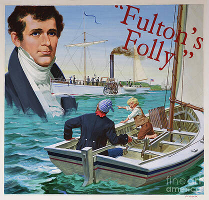 Boat Wall Art featuring the painting Fulton's Steamboat by Ed Vebell