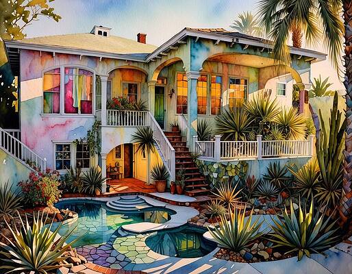 Colorful Digital Art - Fun House by Eris And AI