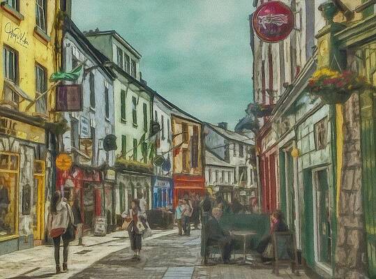 Building Wall Art featuring the painting Galway Street Scene by Jeffrey Kolker