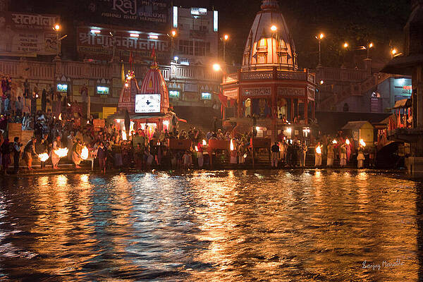 Water Wall Art featuring the photograph Ganga Aarti-1, Haridwar by Sanjay Marathe