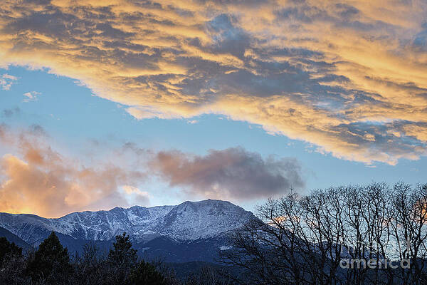 Outdoors Wall Art featuring the photograph Garden Of The Gods Blue Hour Sunset With Views Of Snow Dusted Pikes Peak by Abigail Diane Photography