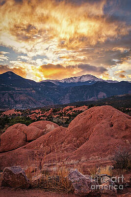 Outdoors Wall Art featuring the photograph Garden Of The Gods Dramatic Winter Sunset by Abigail Diane Photography