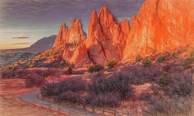 Spring Photograph - Garden Of The Gods Sunrise, Painterly by Marcy Wielfaert