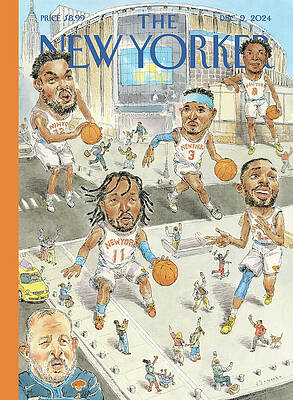 Whimsical New York Knicks Street Scene Painting