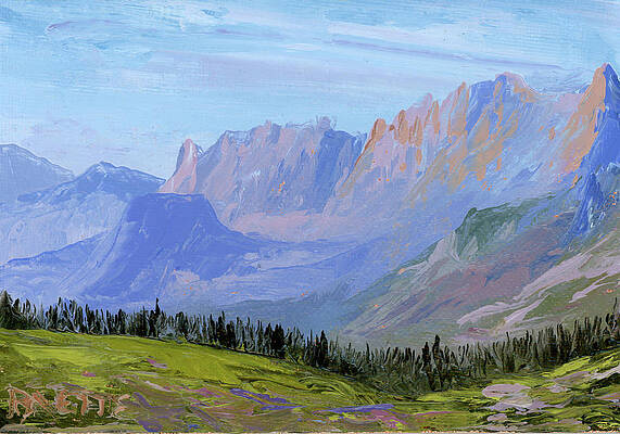 Mountain Wall Art featuring the painting Garden Wall From Logan Pass III by Raette Meredith