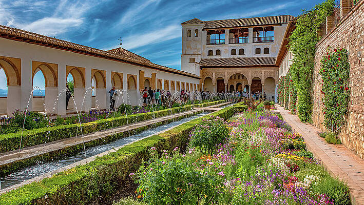 Vibrant Wall Art featuring the photograph Gardens Of The Alhambra In Springtime by Marcy Wielfaert
