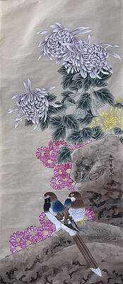 Wall Art featuring the painting Gathering Of Fate by HuiZhen Zhang